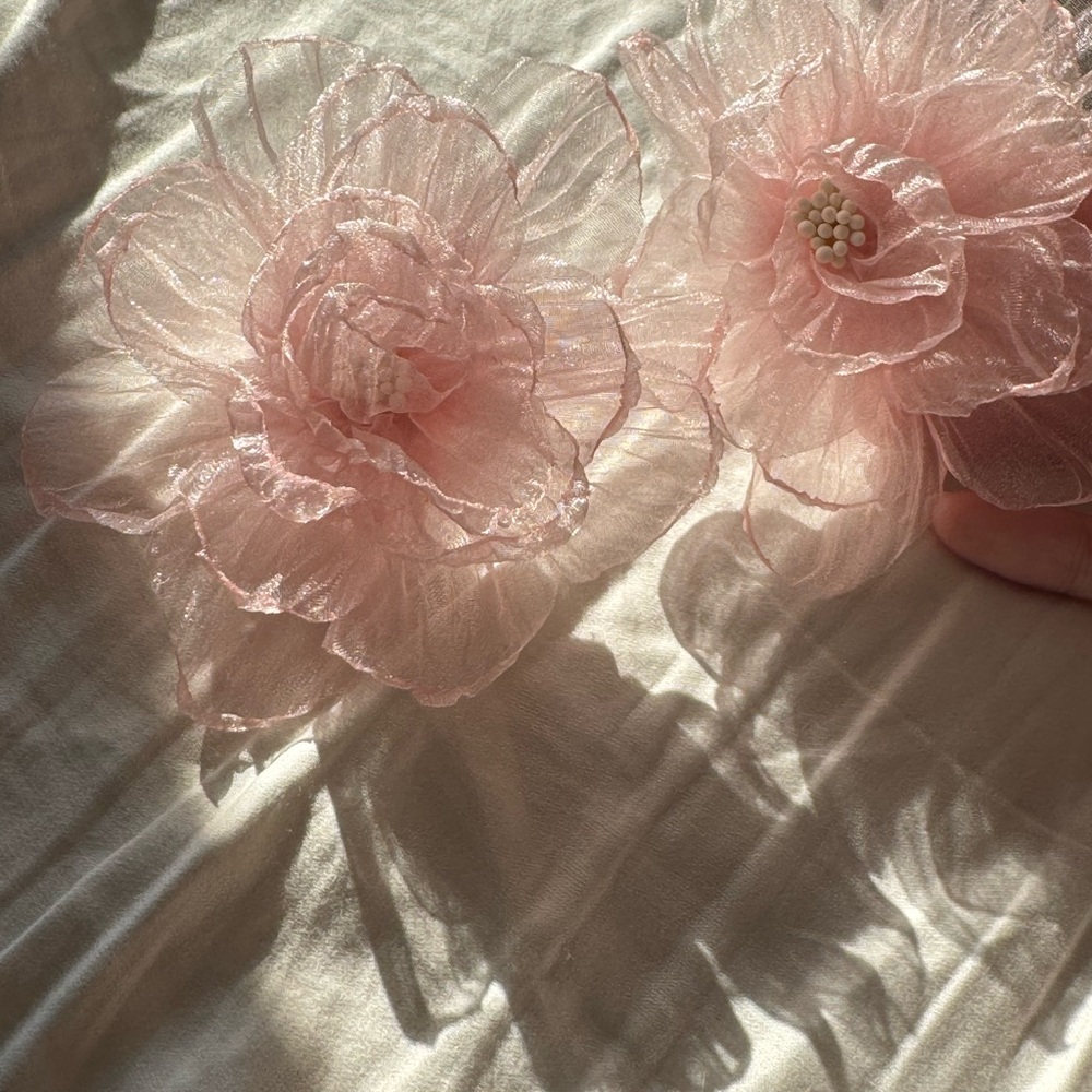 Elegant Pink Floral Hair Clips